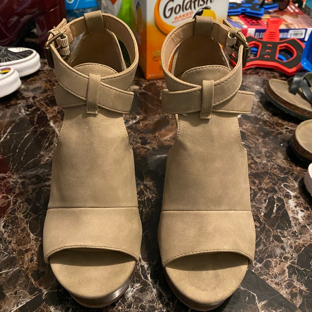 Beige Wedge Heels